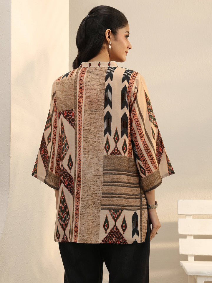 Multi Colour Ethnic Printed Linen Shirt