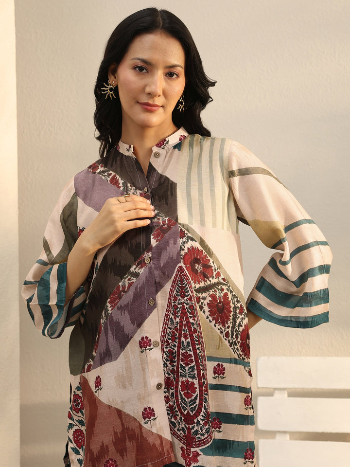 Multi Colour Printed Linen Shirt