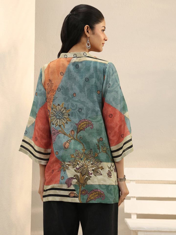 Multi Colour Floral Printed Linen Shirt