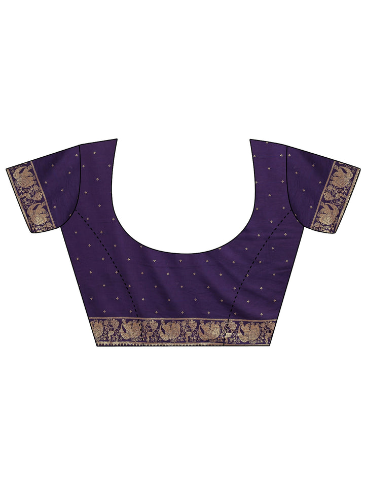 Purple Tribal Woven Design Silk Blend Saree With Unstitched Blouse Piece