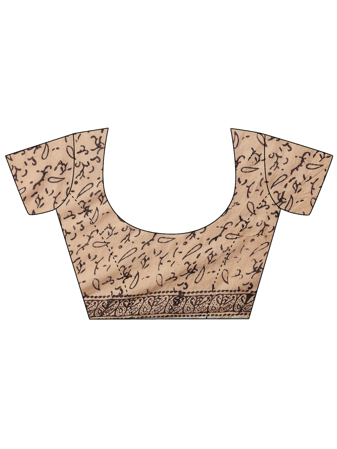 Mustard Block Printed Cotton Saree With Unstitched Blouse Piece