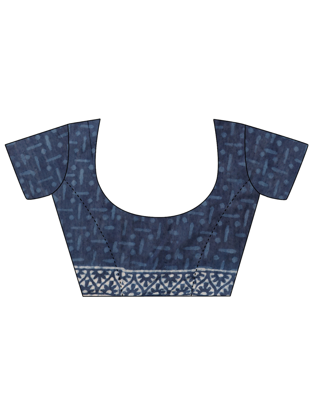 Blue Paisley Printed Cotton Saree With Unstitched Blouse Piece