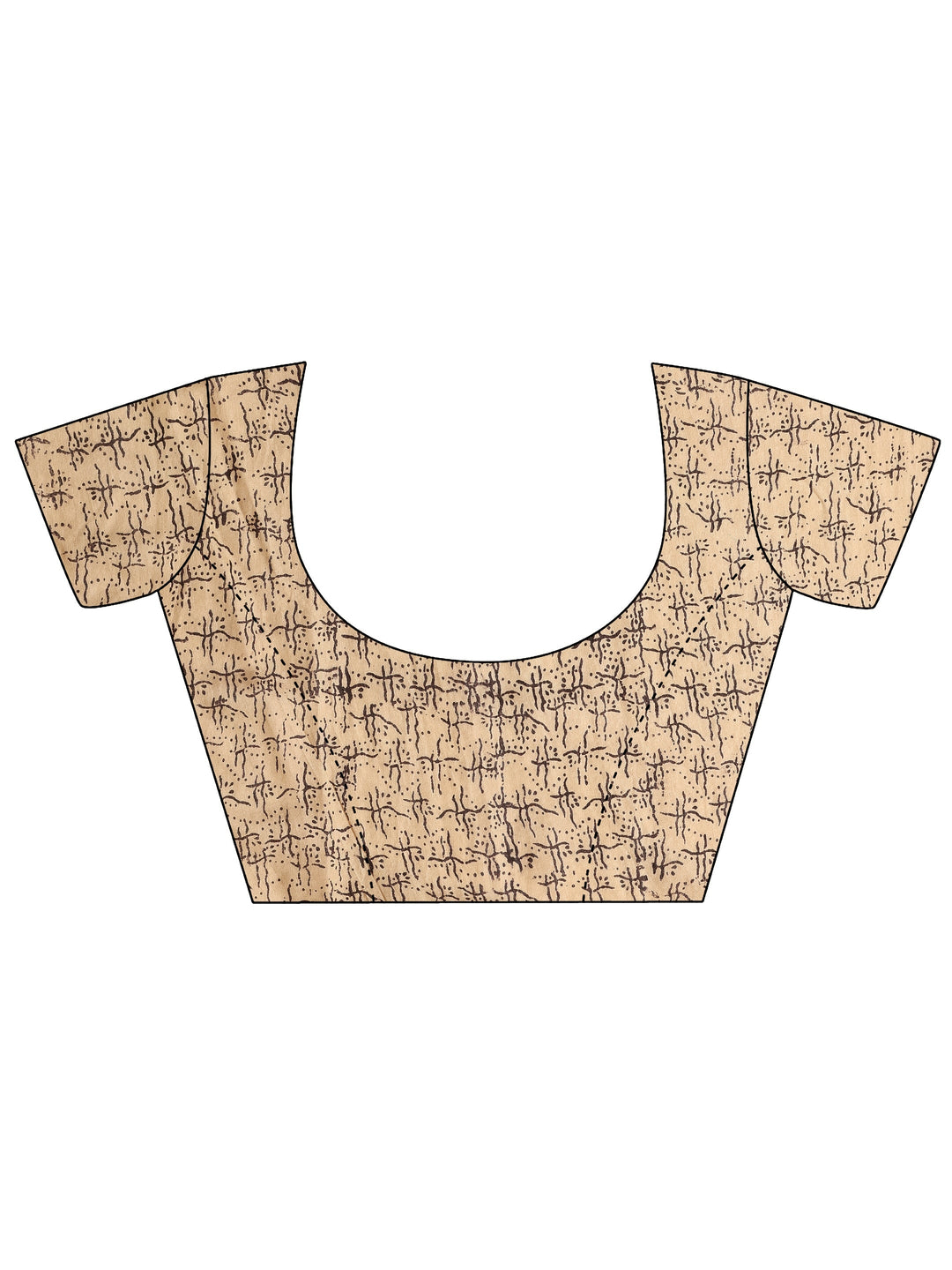 Beige Printed Cotton Saree With Unstitched Blouse Piece