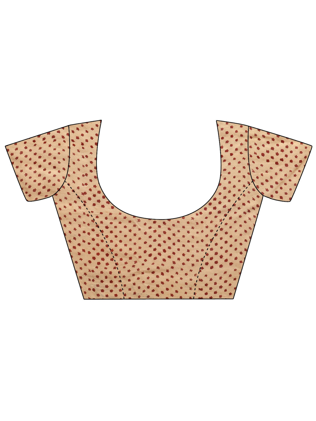 Mustard Block Printed Cotton Saree With Unstitched Blouse Piece