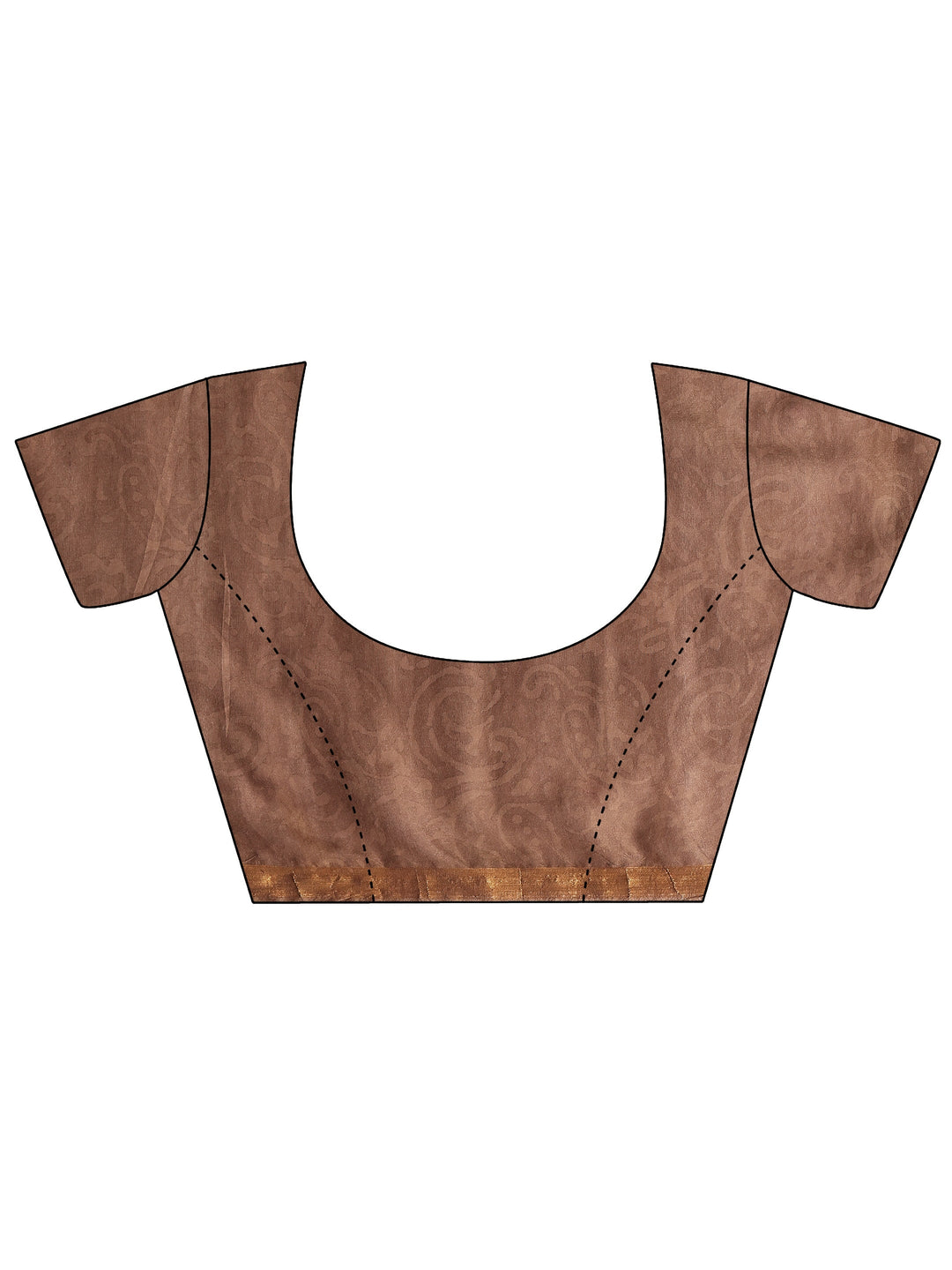 Brown Ikat Printed Cotton Saree With Unstitched Blouse Piece