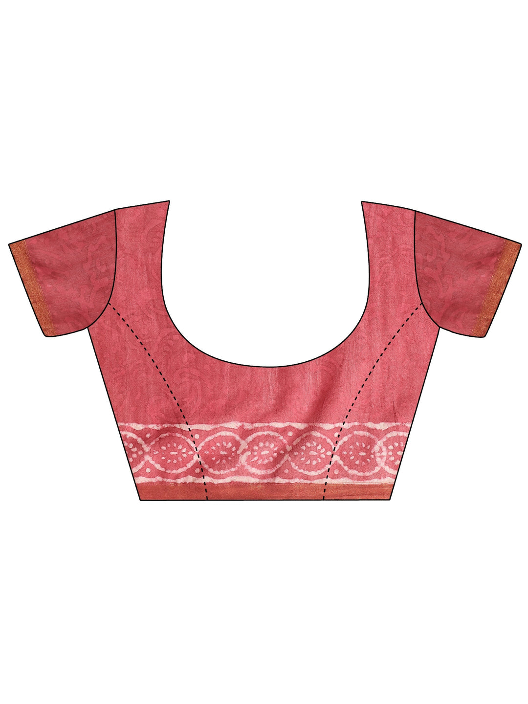 Pink Printed Cotton Saree With Unstitched Blouse Piece
