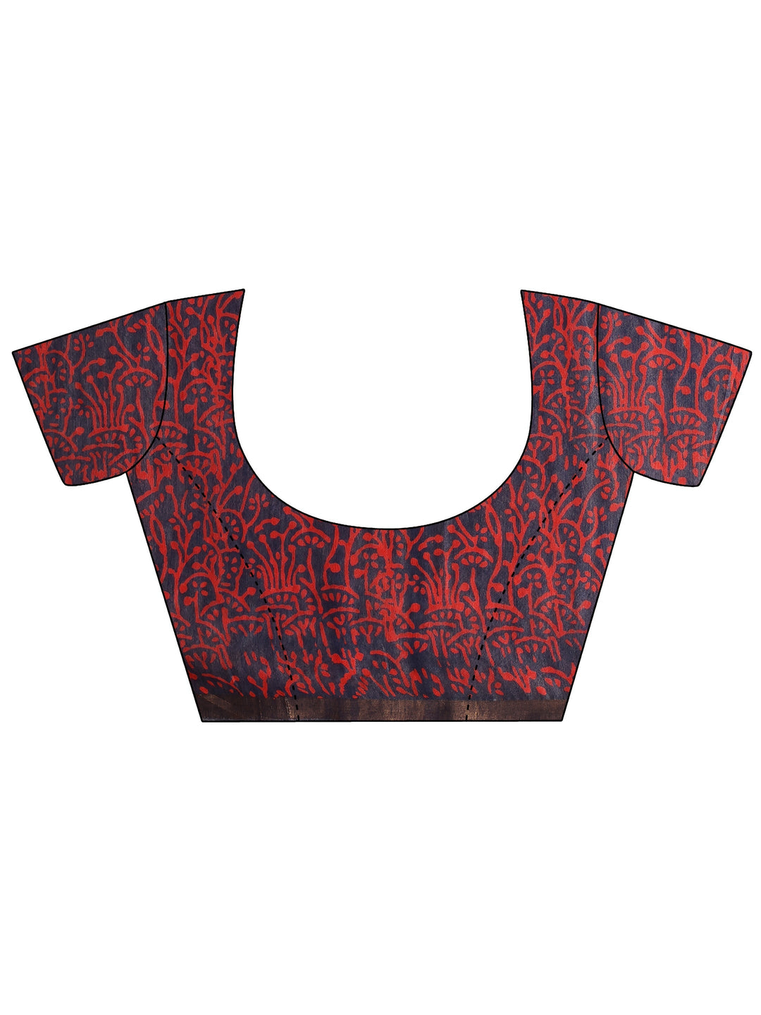Blue Printed Cotton Saree With Unstitched Blouse Piece