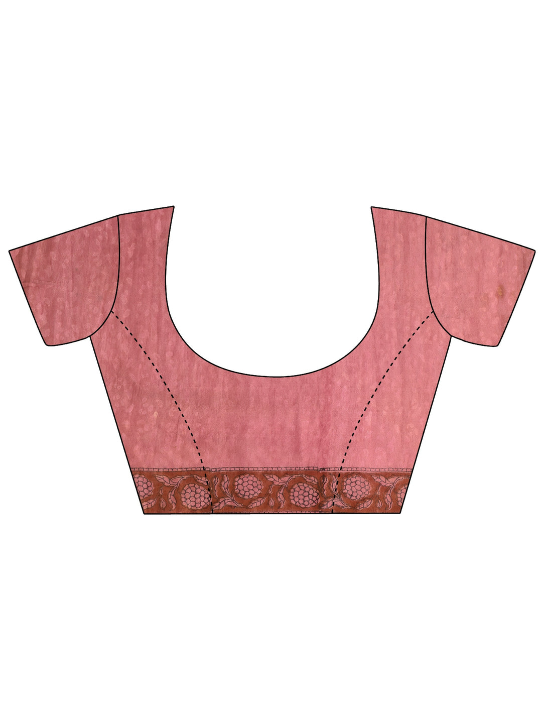 Pink Printed Cotton Saree With Unstitched Blouse Piece