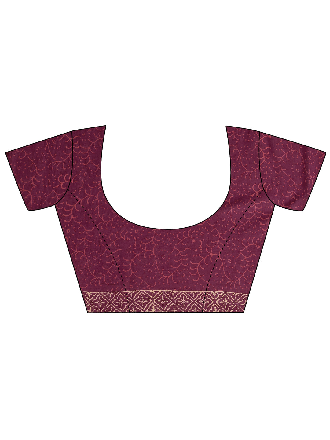 Maroon Printed Cotton Saree With Unstitched Blouse Piece