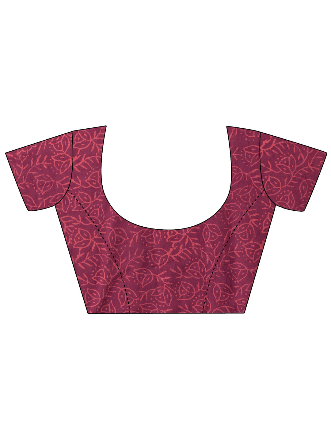 Maroon Paisley Printed Cotton Saree With Unstitched Blouse Piece
