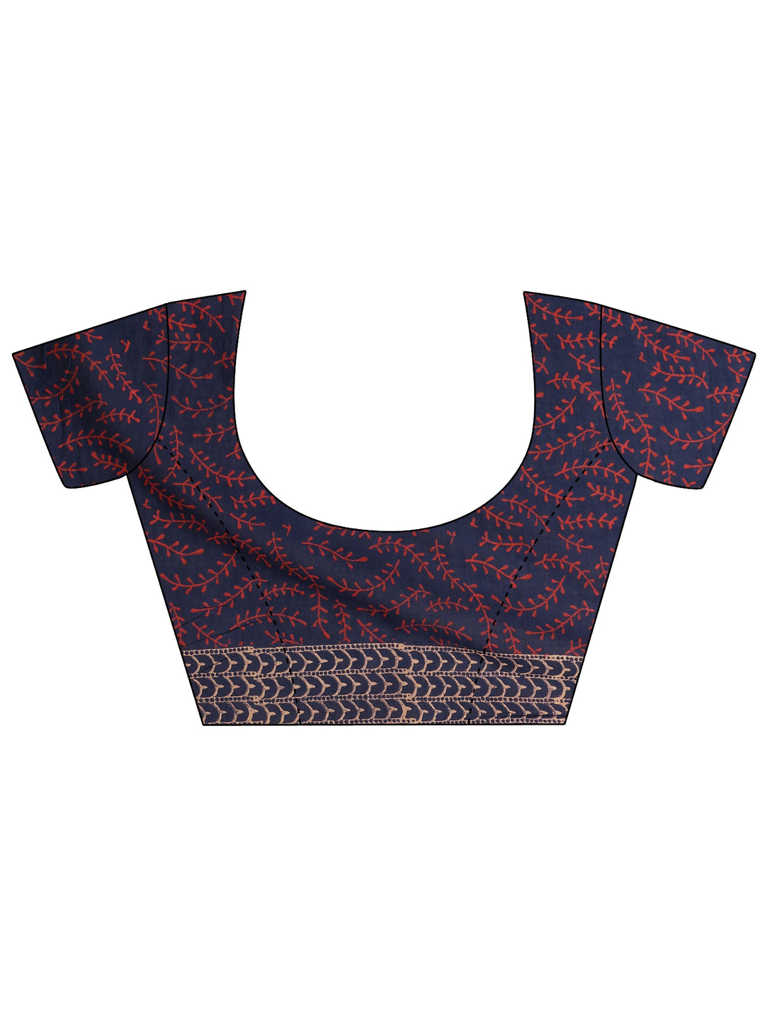 Blue Printed Cotton Saree With Unstitched Blouse Piece