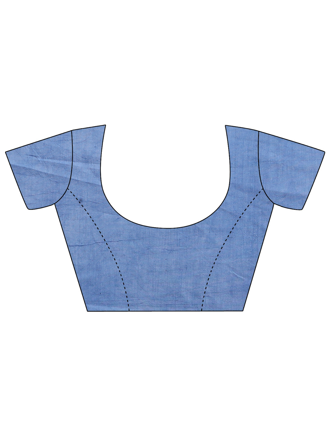 Blue Printed Cotton Saree With Unstitched Blouse Piece