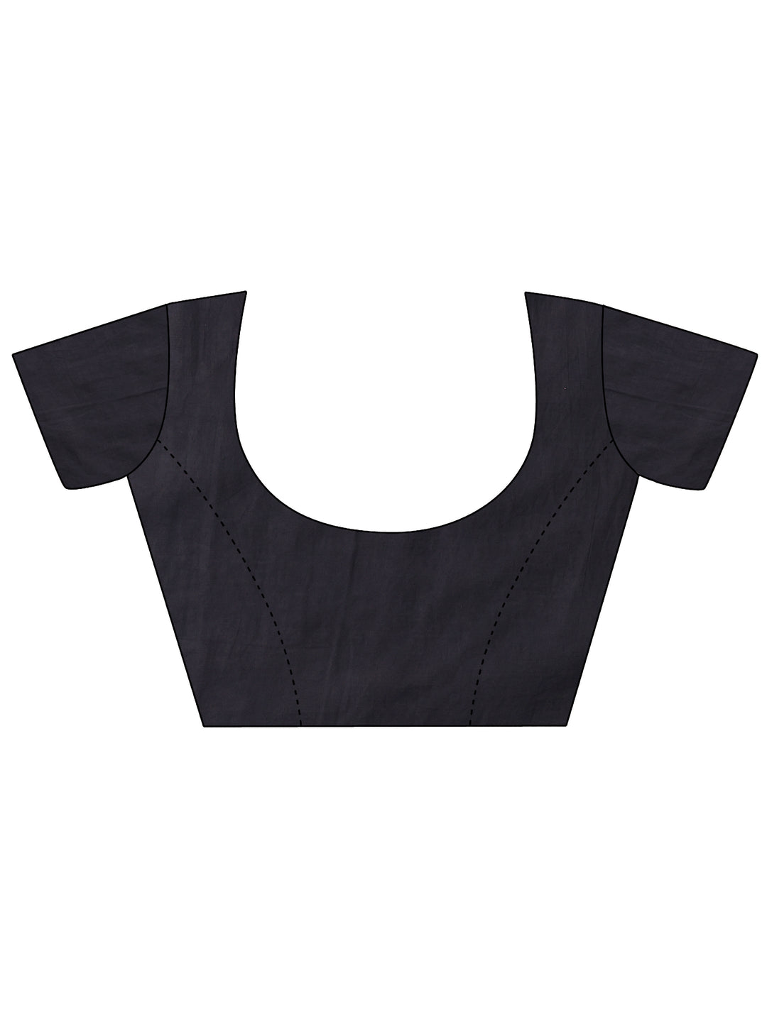 Navy Blue Solid Cotton Saree With Unstitched Blouse Piece