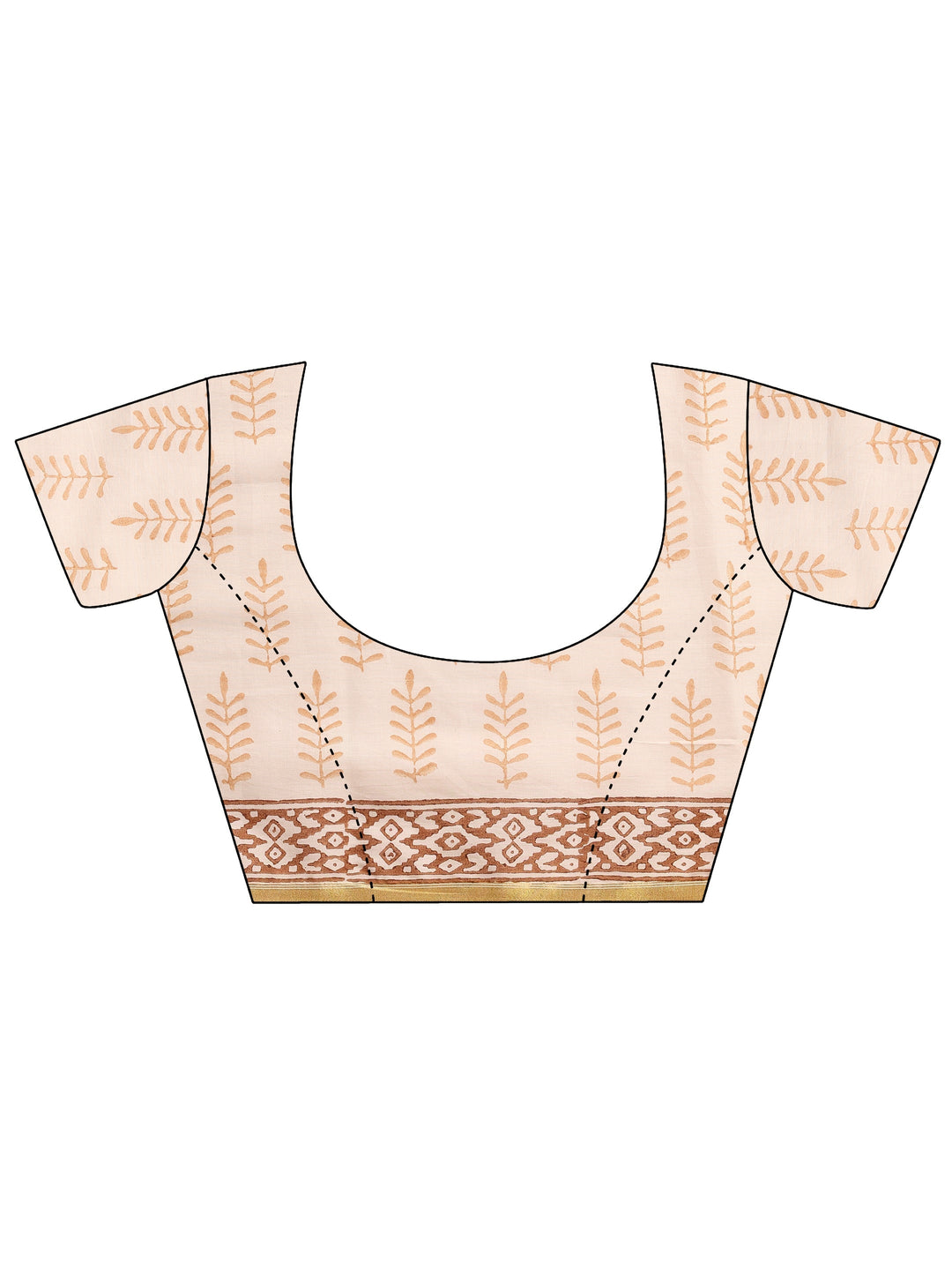 White Printed Cotton Saree With Unstitched Blouse Piece
