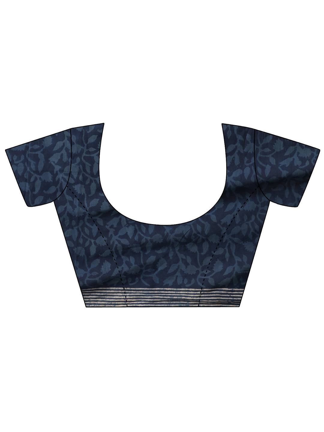 Blue Printed Cotton Saree With Unstitched Blouse Piece