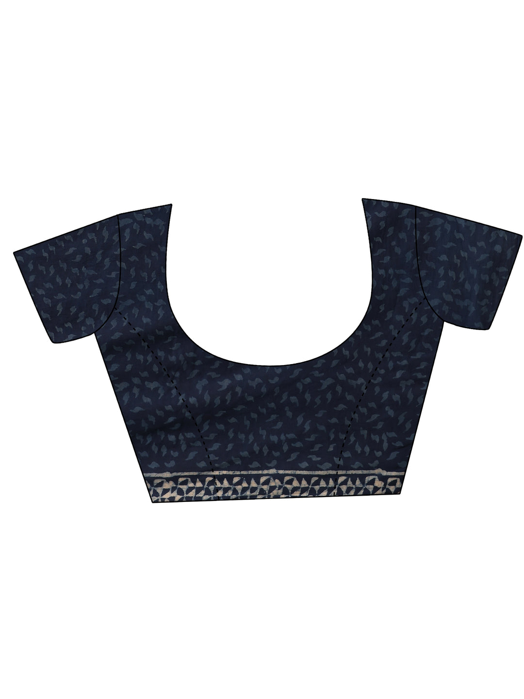 Blue Printed Cotton Saree With Unstitched Blouse Piece