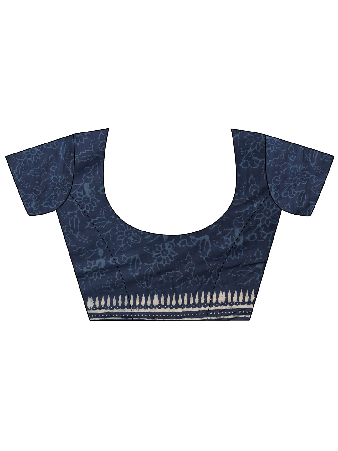 Blue Printed Cotton Saree With Unstitched Blouse Piece