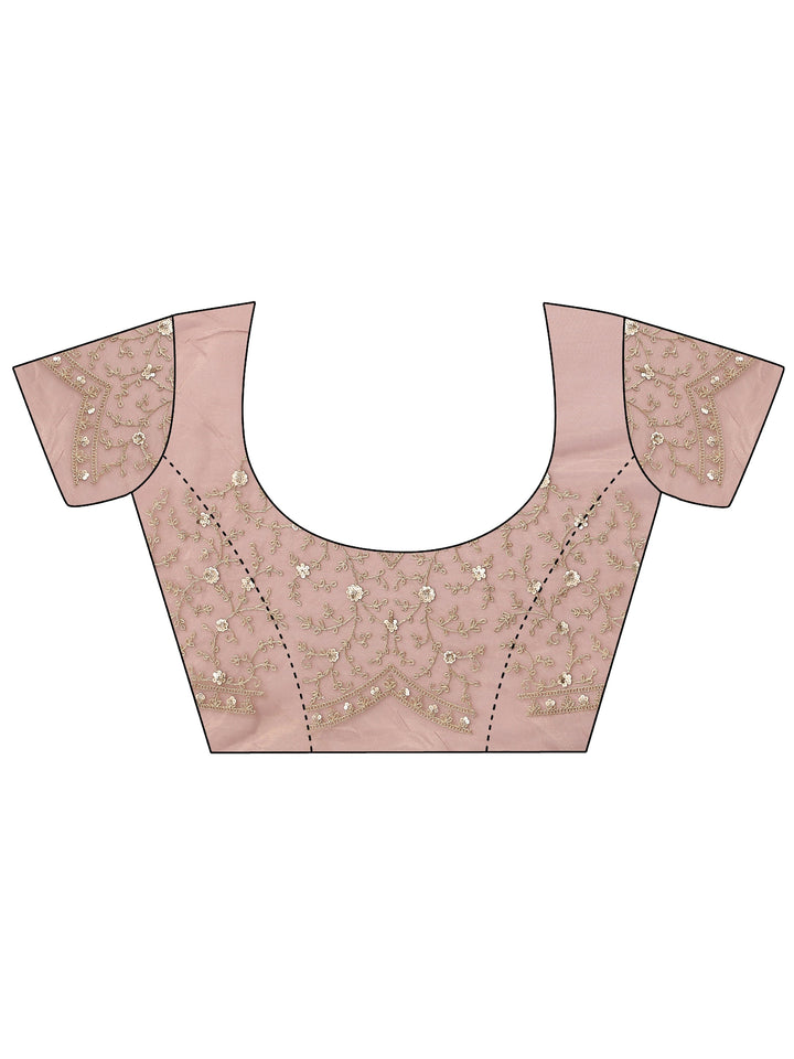 Mauve Embroidered Organza Saree With Unstitched Blouse Piece