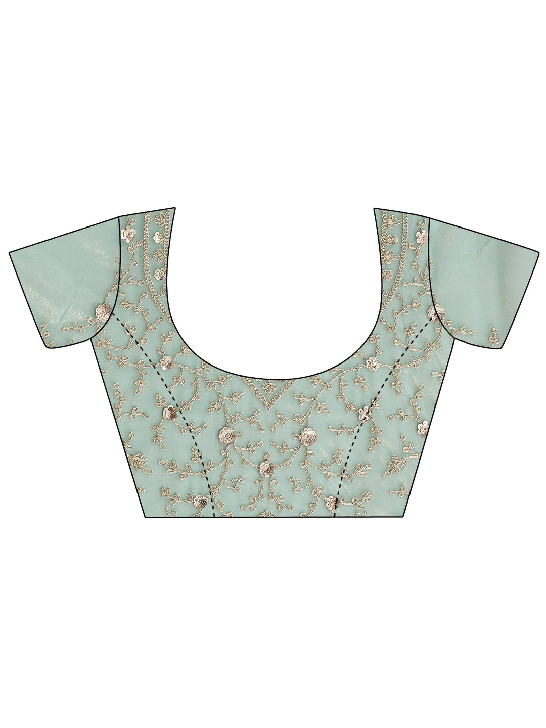 Green Embroidered Organza Saree With Unstitched Blouse Piece