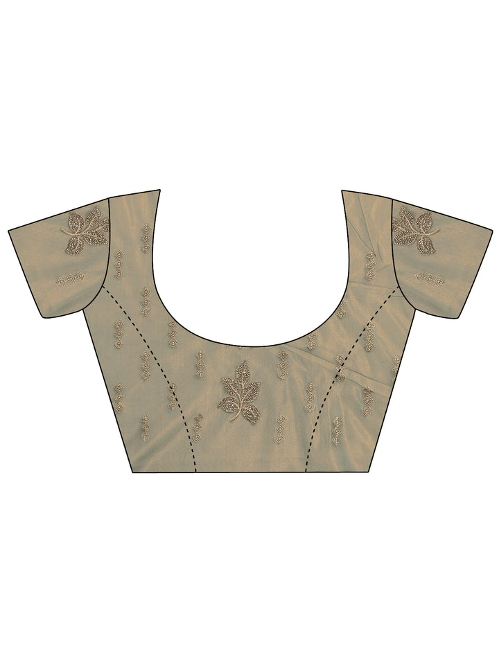 Green Embroidered Organza Saree With Unstitched Blouse Piece