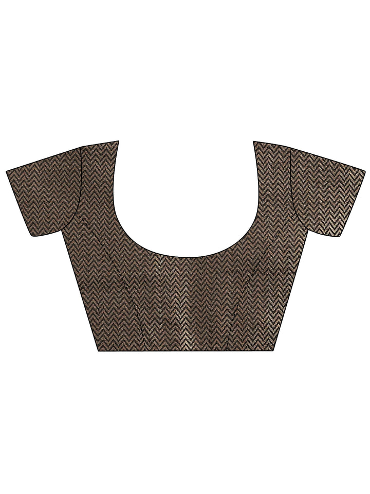 Black Woven Design Banarsi Silk Blend Saree With Unstitched Blouse Piece