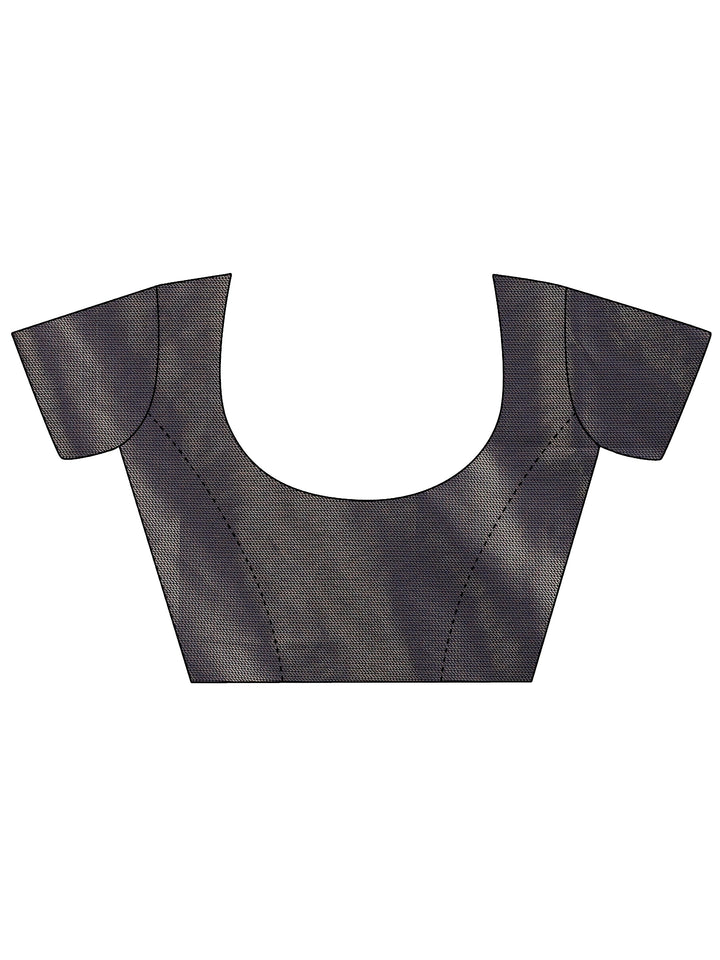 Blue Solid Silk Blend Saree With Unstitched Blouse Piece