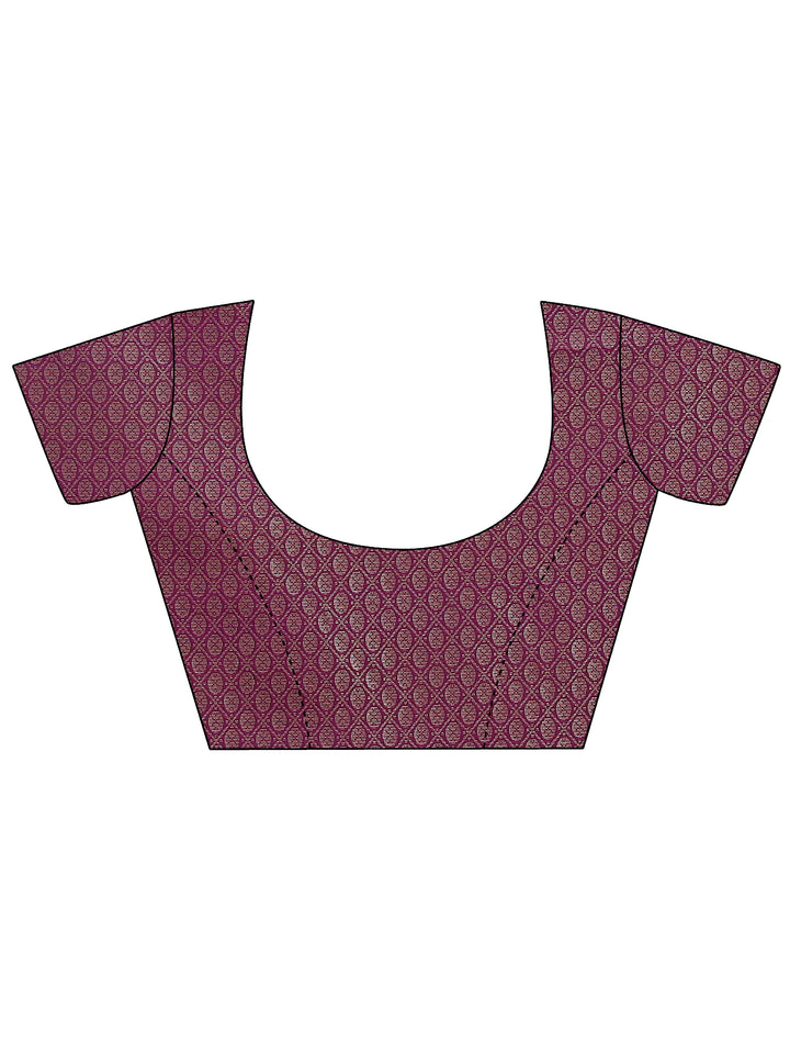 Purple Solid Silk Blend Saree With Unstitched Blouse Piece