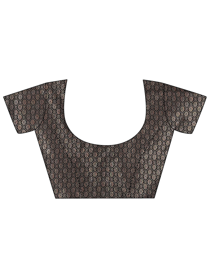 Black Solid Silk Blend Saree With Unstitched Blouse Piece