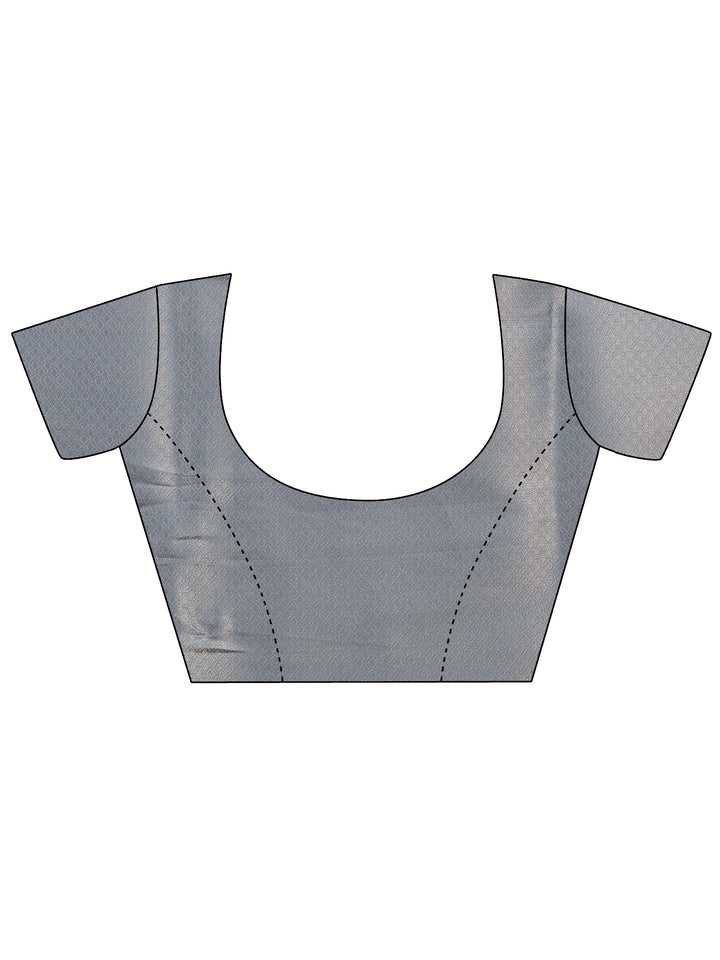 Beige Printed Silk Blend Saree With Unstitched Blouse Piece