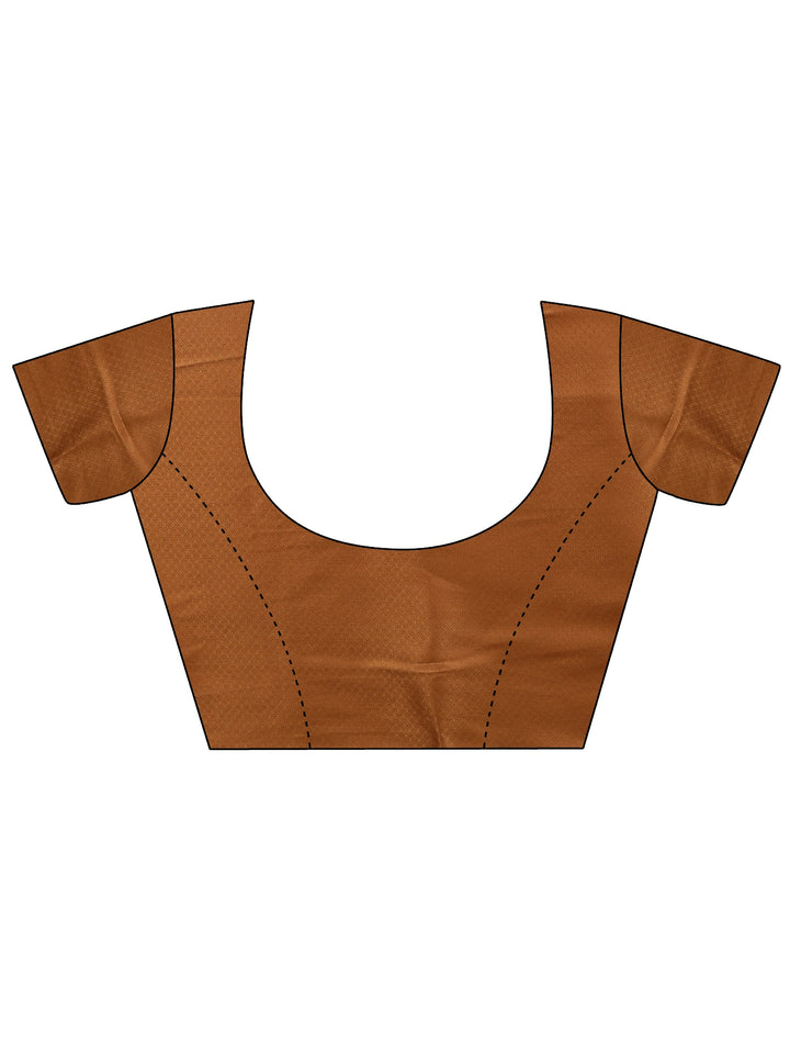 Orange Printed Silk Blend Saree With Unstitched Blouse Piece