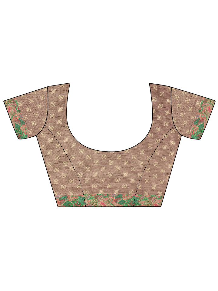 Multi Paisley Printed Silk Blend Saree With Unstitched Blouse Piece