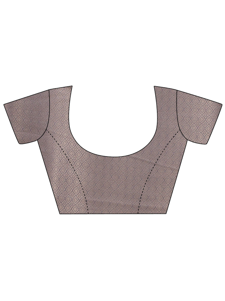 Gold Printed Silk Blend Saree With Unstitched Blouse Piece