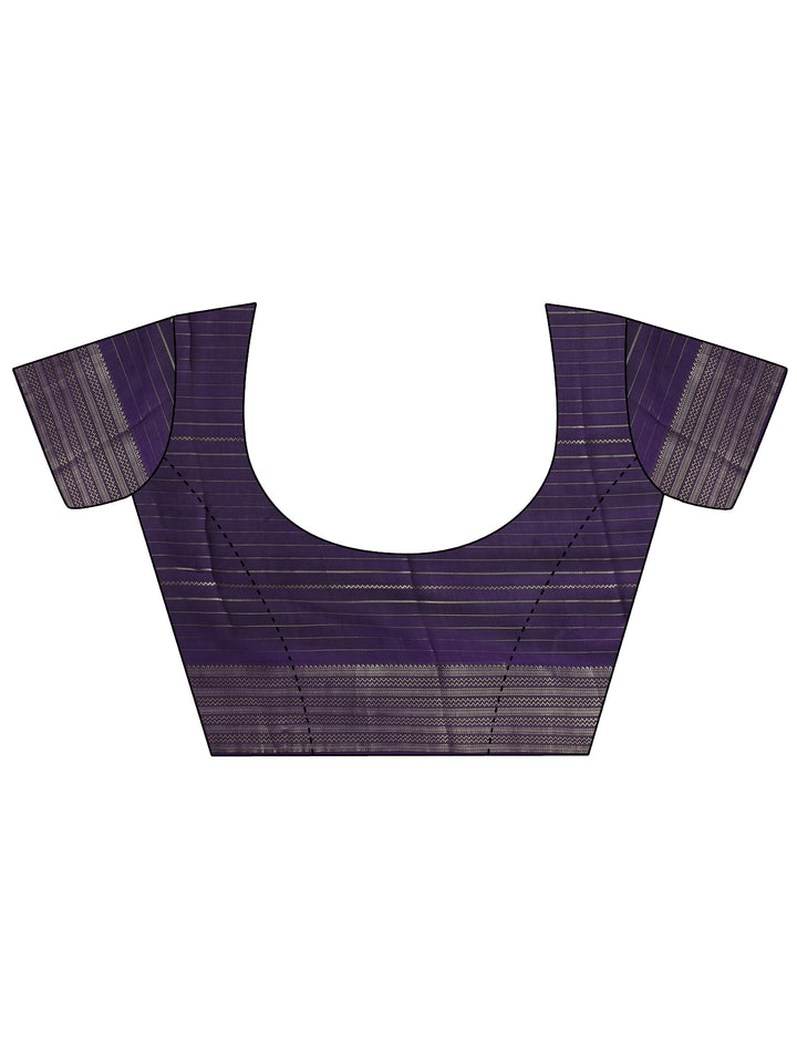 Purple Printed Silk Blend Saree With Unstitched Blouse Piece