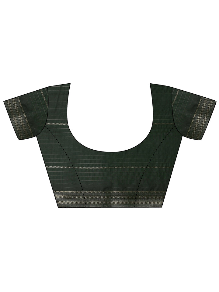 Green Printed Silk Blend Saree With Unstitched Blouse Piece