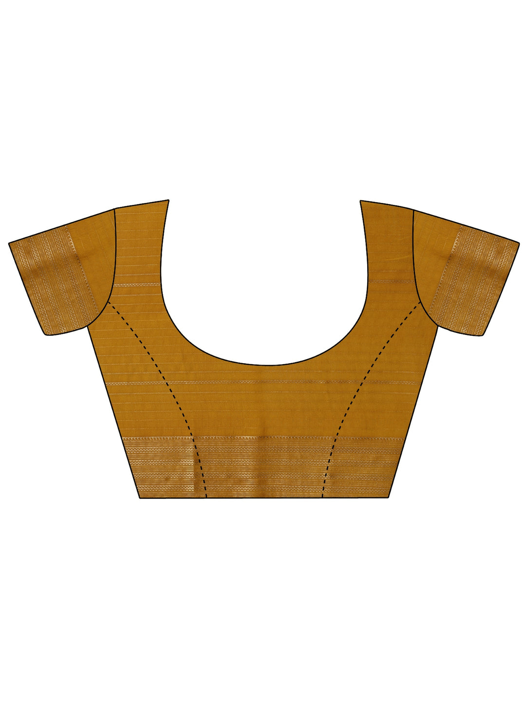 Mustard Printed Silk Blend Saree With Unstitched Blouse Piece