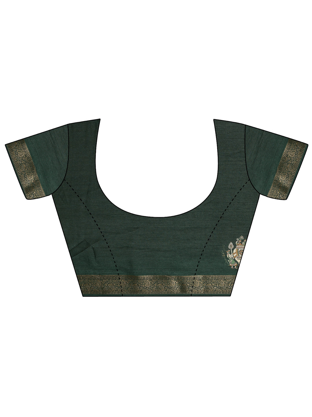 Green Tribal Printed Silk Blend Saree With Unstitched Blouse Piece