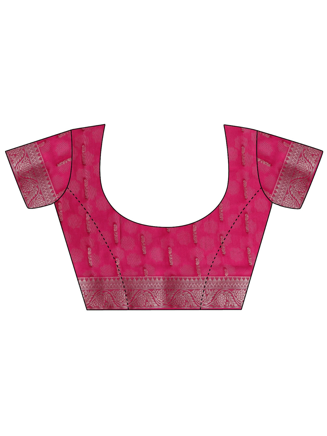 Pink Printed Silk Blend Saree With Unstitched Blouse Piece