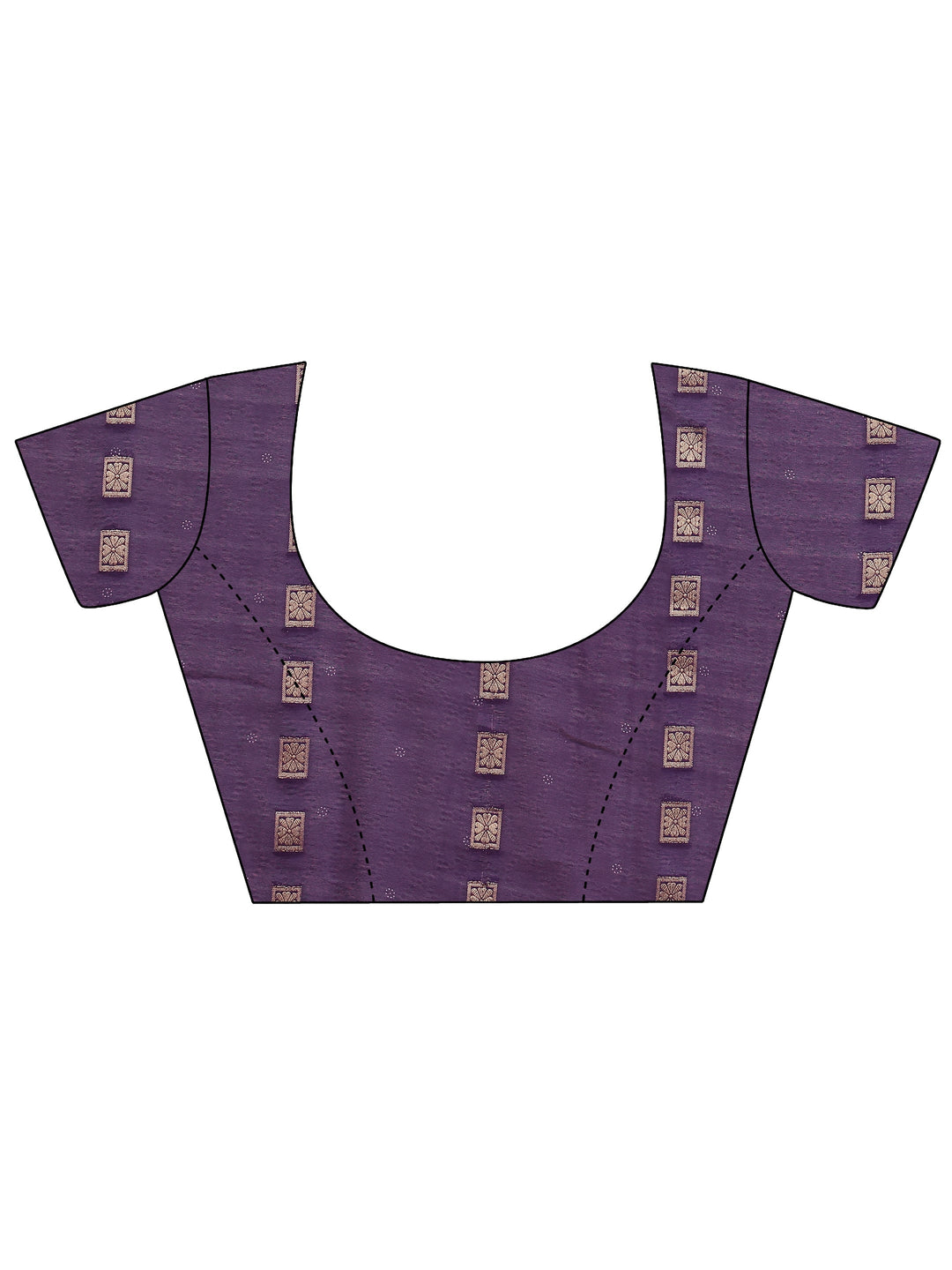 Purple Printed Silk Blend Saree With Unstitched Blouse Piece