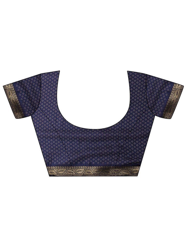 Red Printed Silk Blend Saree With Unstitched Blouse Piece