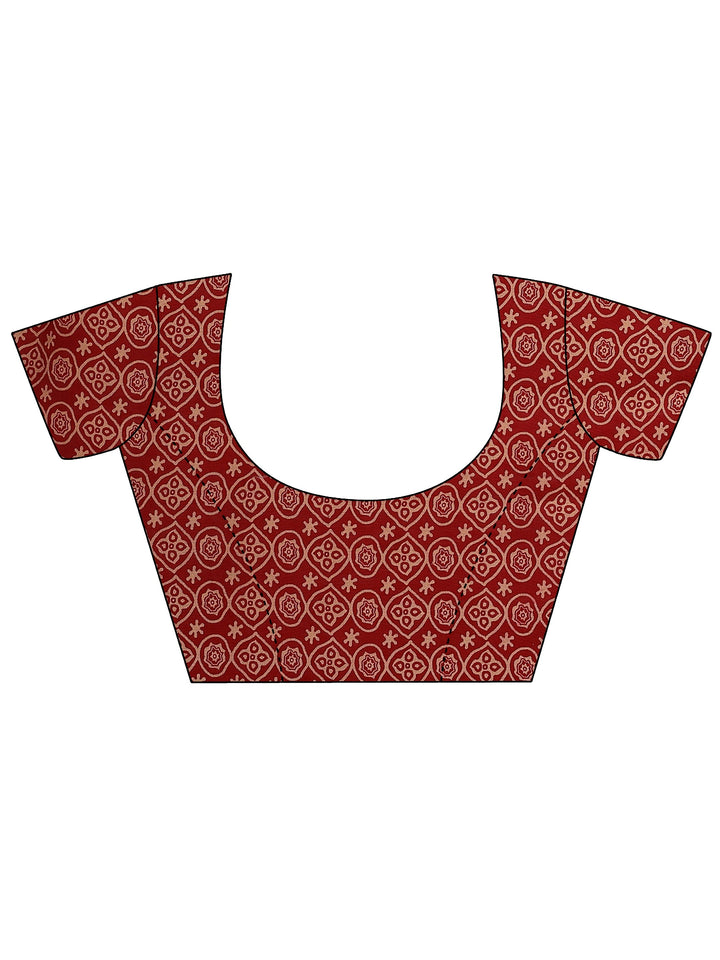 Black Printed Silk Blend Saree With Unstitched Blouse Piece