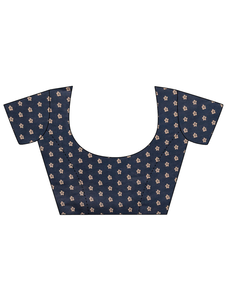 Purple Printed Silk Blend Saree With Unstitched Blouse Piece