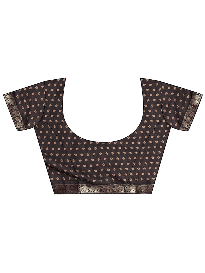 Maroon Printed Silk Blend Saree With Unstitched Blouse Piece