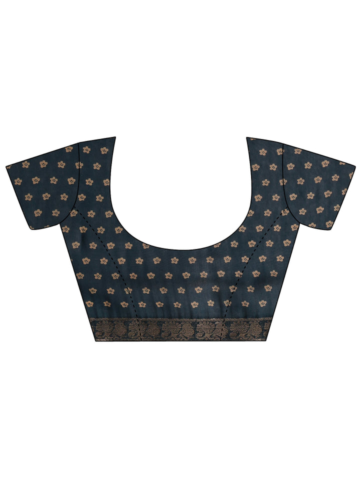 Maroon Printed Silk Blend Saree With Unstitched Blouse Piece