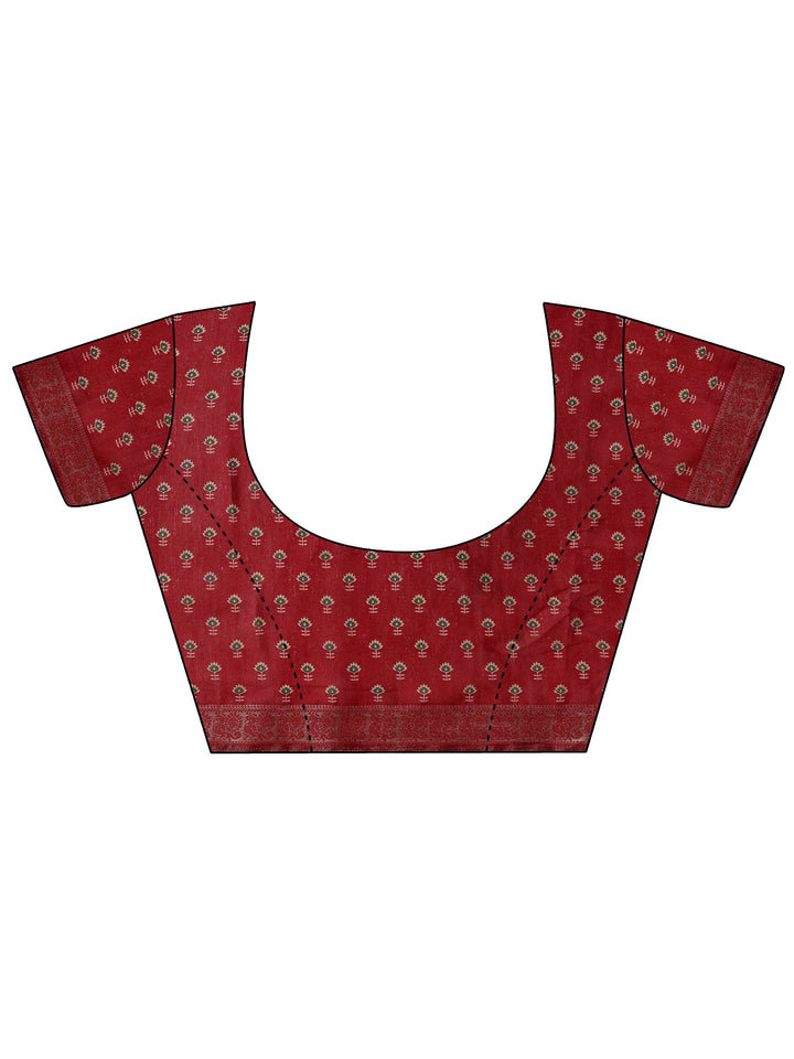 Green Printed Silk Blend Saree With Unstitched Blouse Piece