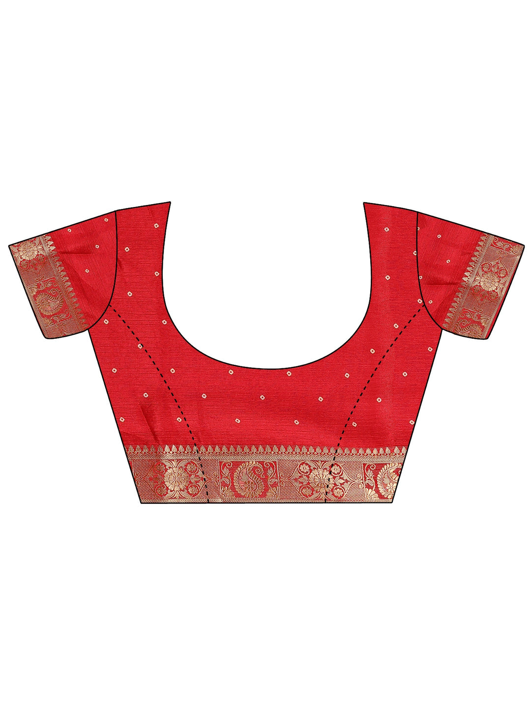 Red Bandhani Printed Silk Blend Saree With Unstitched Blouse Piece