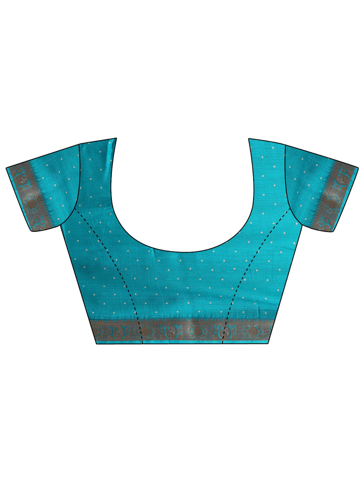 Blue Bandhani Printed Silk Blend Saree With Unstitched Blouse Piece