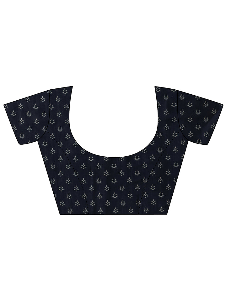 Beige Printed Silk Blend Saree With Unstitched Blouse Piece