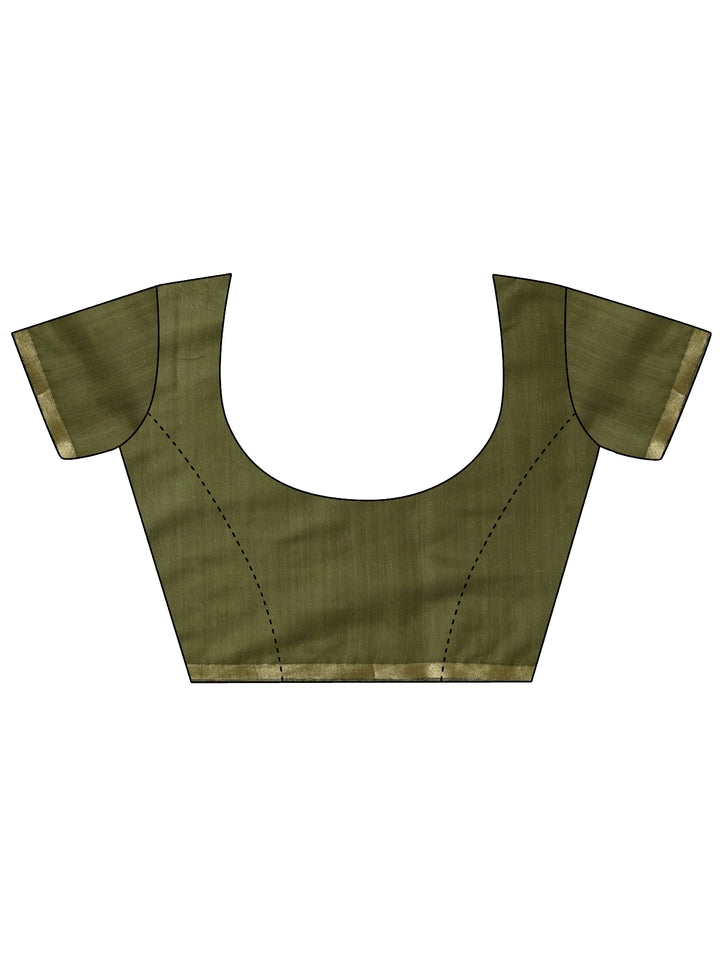 Beige Paisley Printed Silk Blend Saree With Unstitched Blouse Piece