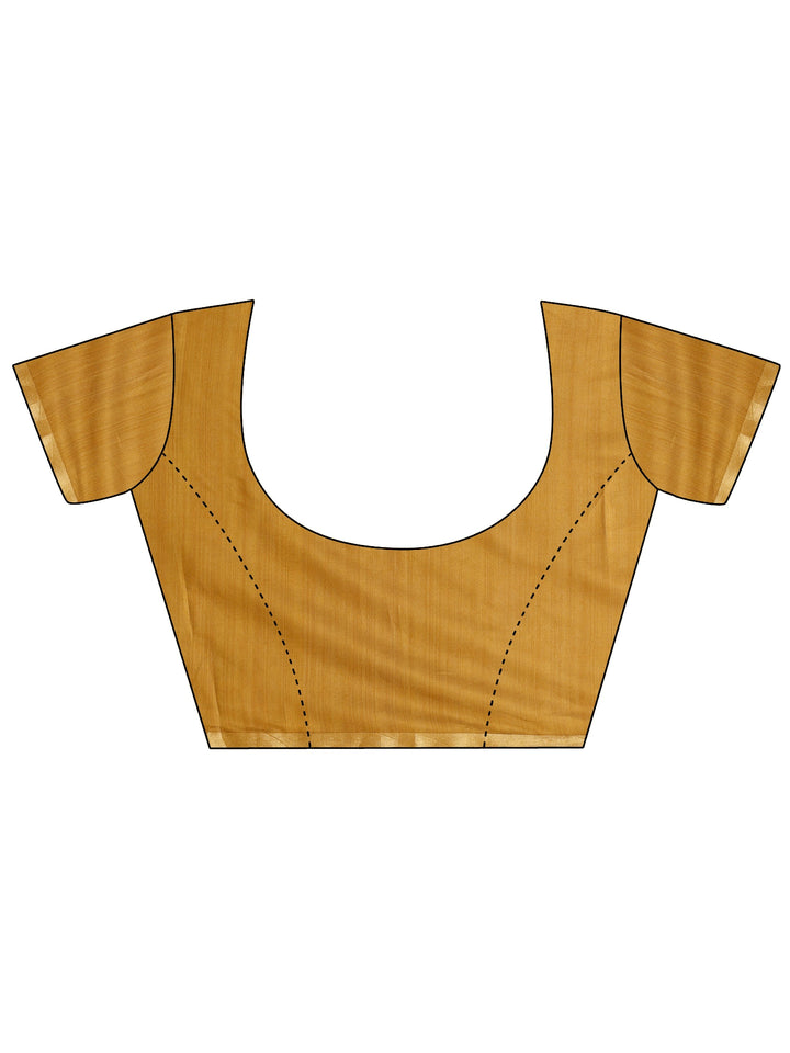 Beige Paisley Printed Silk Blend Saree With Unstitched Blouse Piece