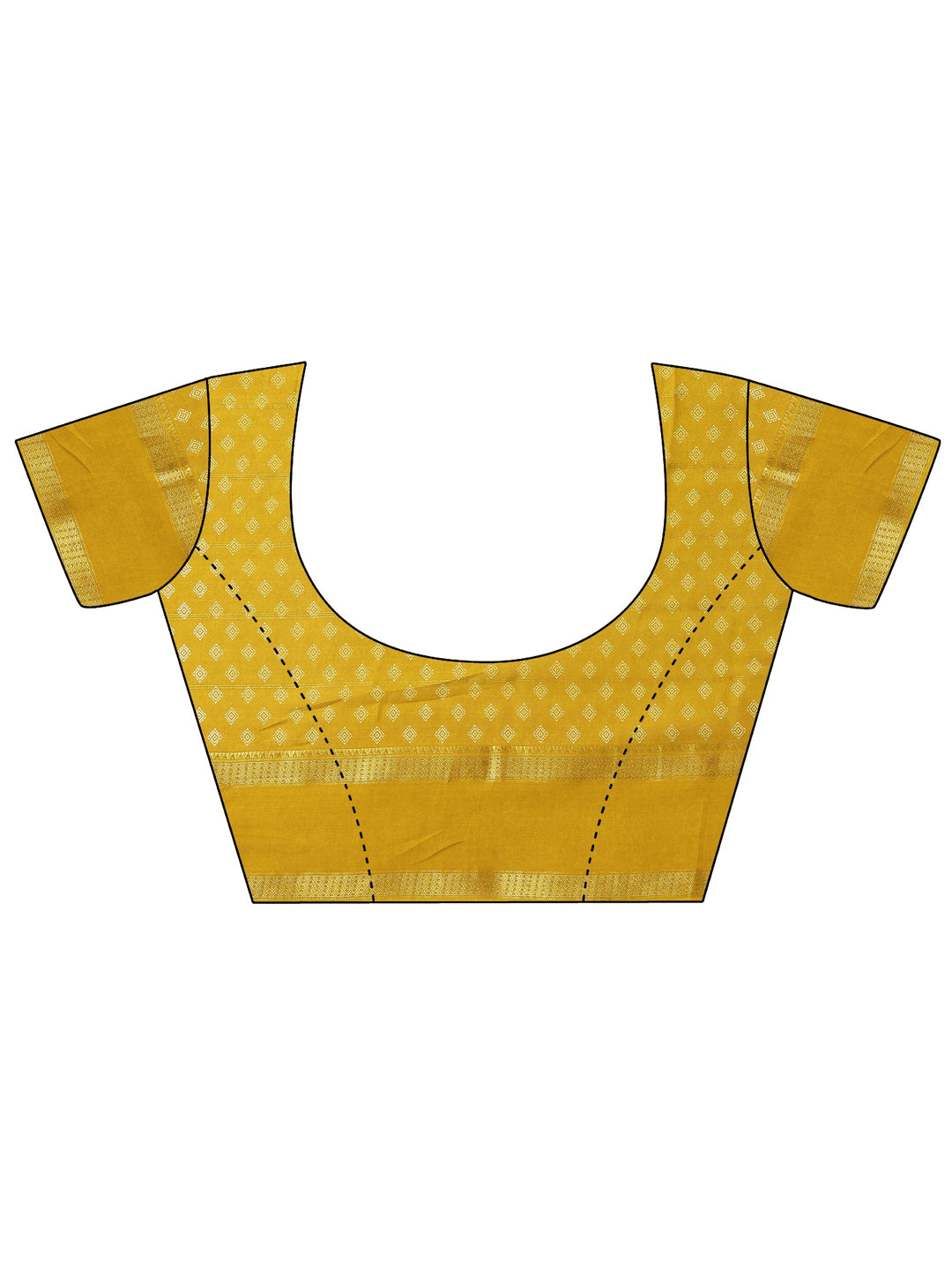 Mustard Printed Silk Blend Saree With Unstitched Blouse Piece